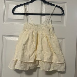 NWOT-Bucket List smocked tank with tiered detail. Size Large.